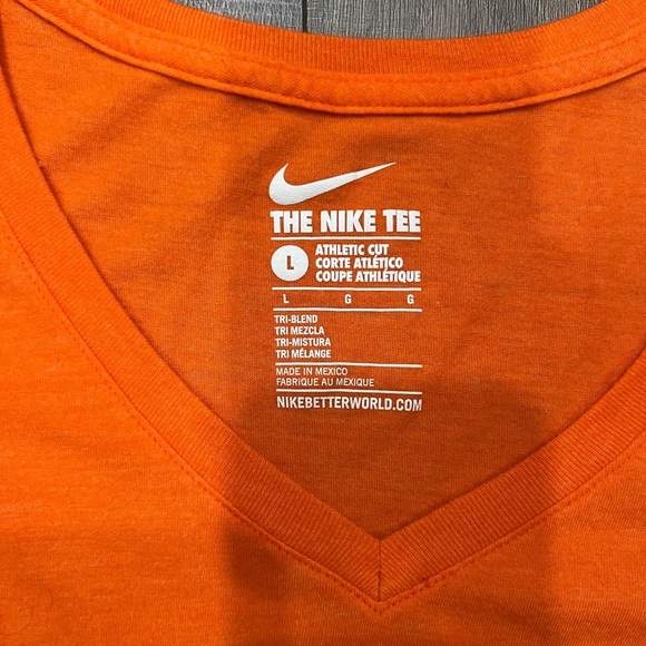 Nike University of Miami “Canes” Orange V-Neck T-Shirt Size Large - Picture 3 of 5